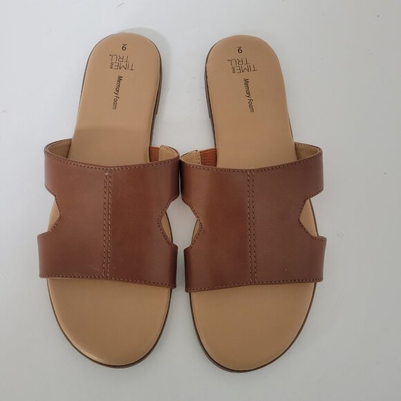 H Band Memory foam Slip on Sandal Women Size 9  COLOR Brown Cognac - Picture 1 of 10